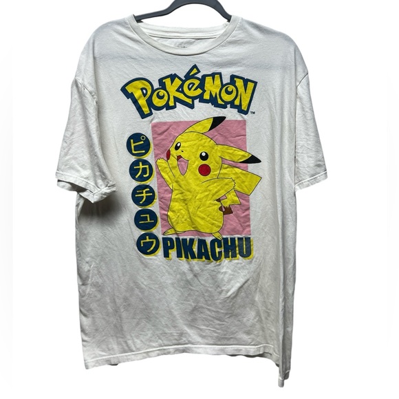 Pokemon Tops - Pokemon Pikachu White Short Sleeve tee graphic shirt Unisex Size XL